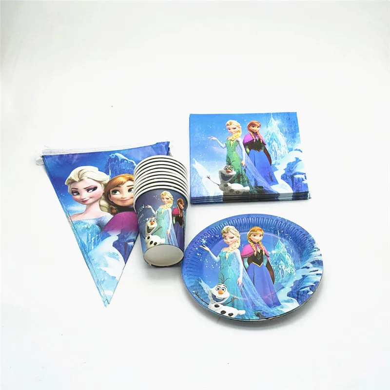 

70PC/Lot Birthday Party Decorations Snow Queen Frozen Anna Cartoon Disposable Tablewares Set Cups Plates Paper Napkins