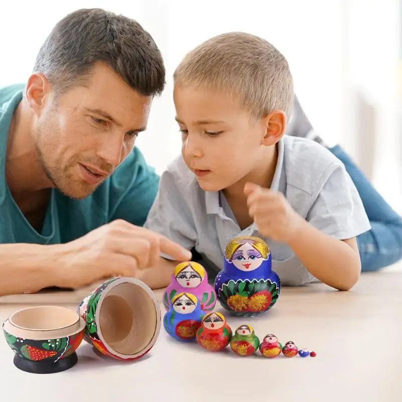 10 шт цветные русские Матрешки для Matryoshka, набор кукол, изысканное украшение, подарки - Цвет: B
