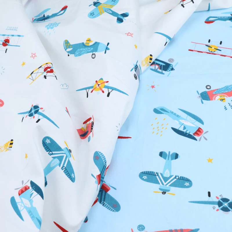 

160CM*50CM blue airplane boy baby cotton cloth fabric kids nursey bedding quilting baby apparel fabric decor sewing tissue