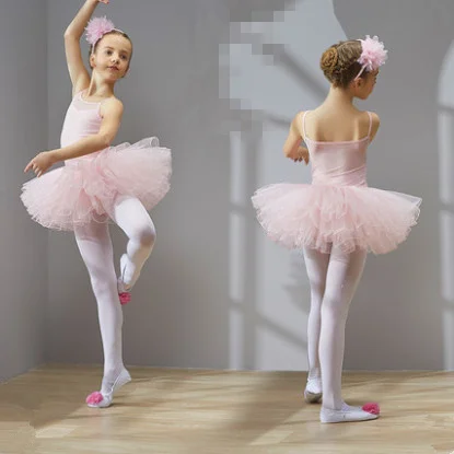 pink Платье для балета, танцев платье-пачка для девочек, детская одежда Высокое качество тюль с короткими рукавами Одежда для танцев - Цвет: pink