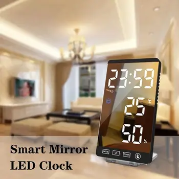 

Mirror Surface Automatic Timepiece Kitchen Timer Multi-Functional Clock Alarm Clock Prompt Digital Weather Forecast Gift