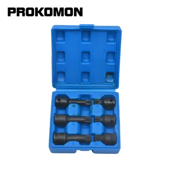 

6 Piece 1/2" Drive Impact Spline Bit Socket Tool Set M14 M16 M18 78mm & 45mm Long For VW Transporter Sharan Golf