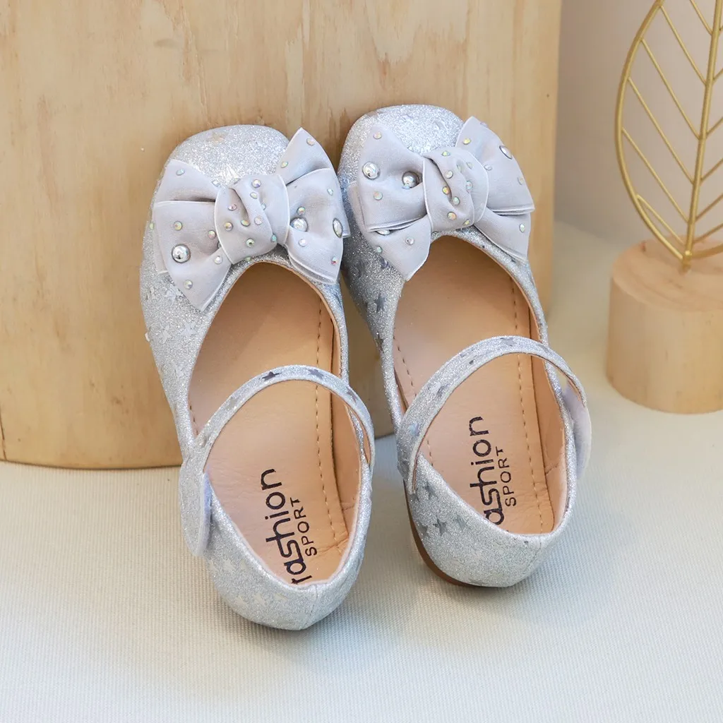 Дети Dhoes Chaussure Enfant детская обувь для девочек бант с кристаллами звезда Bling Блестки Одиночная принцесса обувь HOOLER