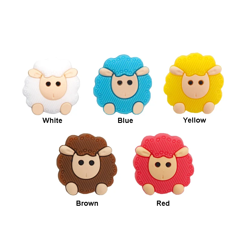 Chenkai 50PCS Silicone Sheep Beads Baby Chewing Pendant Nursing Sensory Teething Pacifier DIY Necklace Chain Nursing Accessories