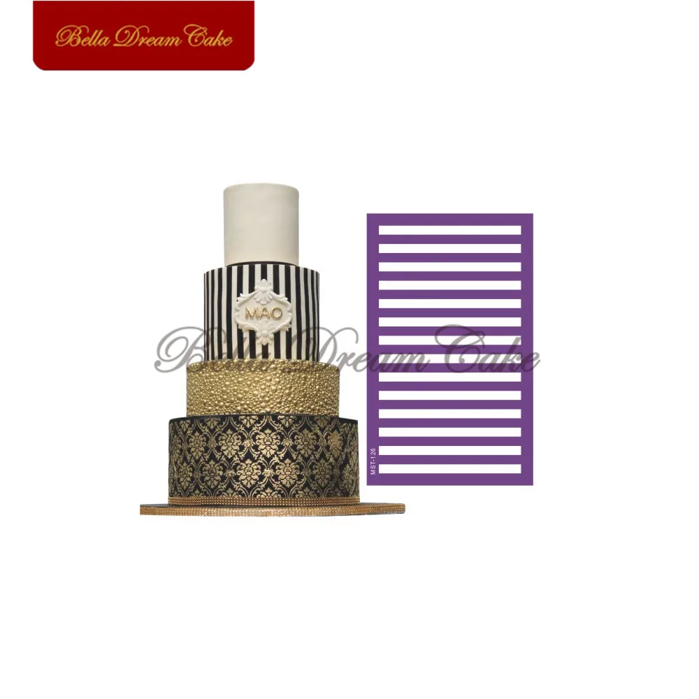 

Fashion Stripe Cake Stencil Fondant Cake Mold Sugarcraft Mesh Stencils Wedding Cake Mould Cake Decorating Tool Bakeware