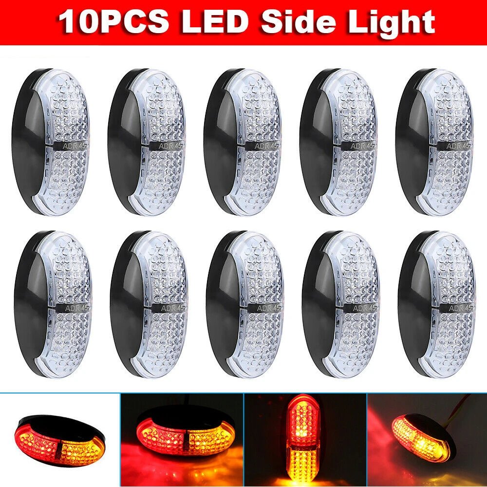 

10X 12V / 24V LED Side Marker Lights Red Amber Turn Signal Light Warning Tail Light Auto Trailer Truck Lorry Car External Lights