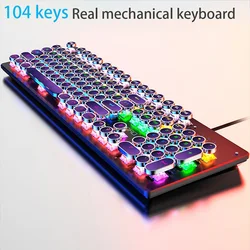 Retro punk teclado mecânico azul preto interruptor 104 teclas usb wired gaming teclados rgb retroiluminado para computador portátil gamers