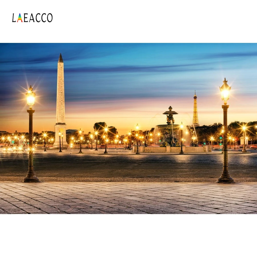 

Laeacco Paris Night View Square Lamps Landscape Photography Backdrops Vinyl Backdrop Custom Photo Backgrounds For Photo Studio