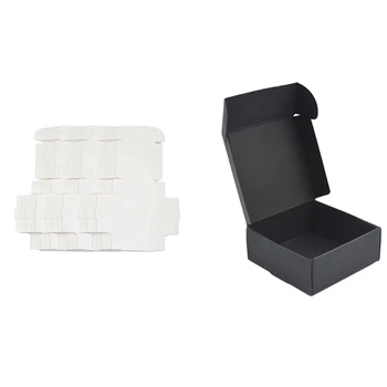 

200 Pcs Small Kraft Paper Box Cardboard Handmade Soap Box Packaging Jewelry Box, 100 pcs Black & 100 pcs White