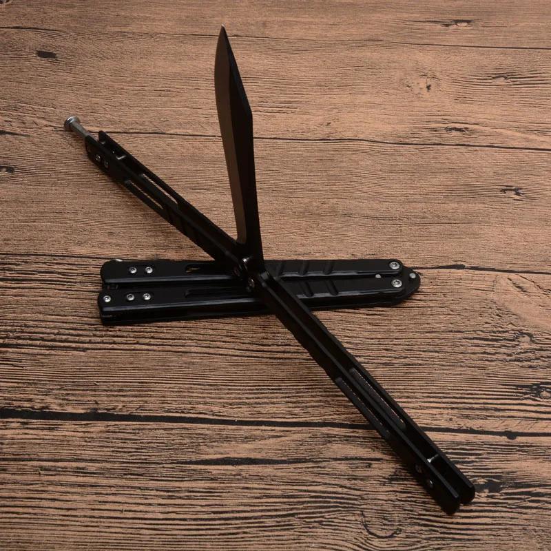 Butterfly Trainer Knife 440 Blade Training Knives steel Handle Pocket Swing Knife Outdoor Camping Hunting knifes CS GO dull tool
