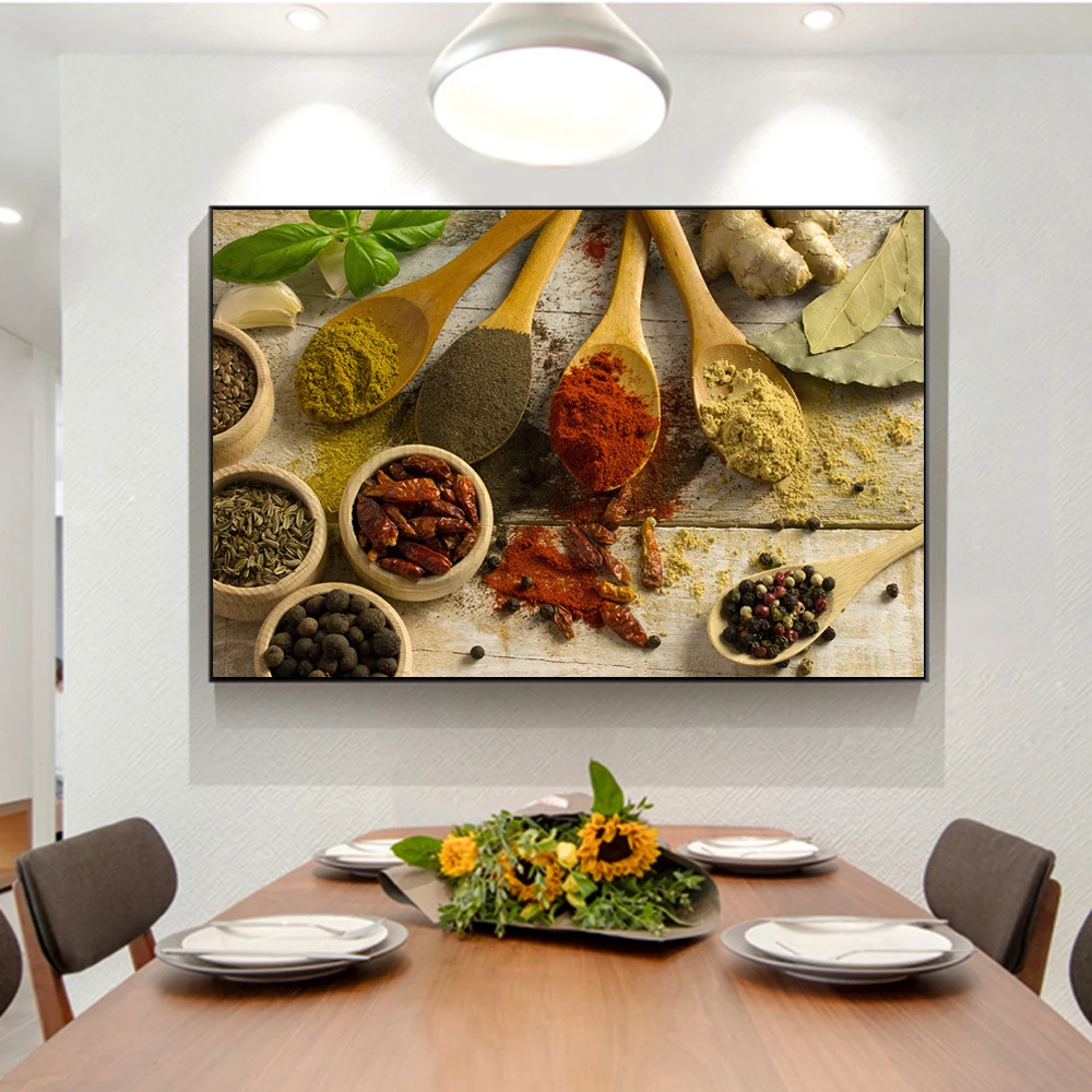 

Spices and Seasonings Wall Art Canvas Paintings Kitchen Theme Wall Posters And Prints Modern Art Picture Kitchen Room Decoration