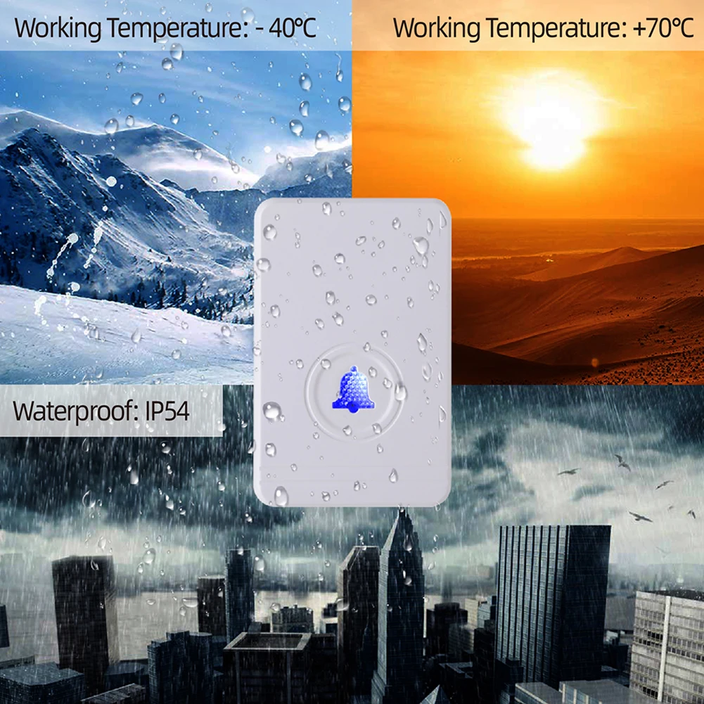 Smart Home Wireless Doorbell AC Night Light Doorbell Remote Home Chime Intelligent Wireless Doorbell Waterproof Wifi Receiver
