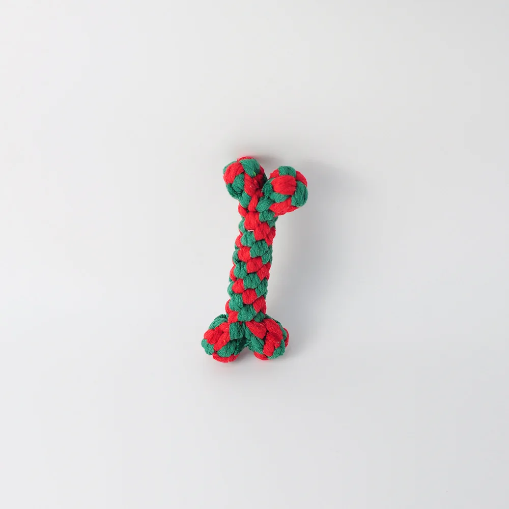 New Christmas Pet corda di cotone giocattolo Cane pulizia Cane giocattolo interattivo Set di giocattoli per cani molari resistenti al morso regalo di natale