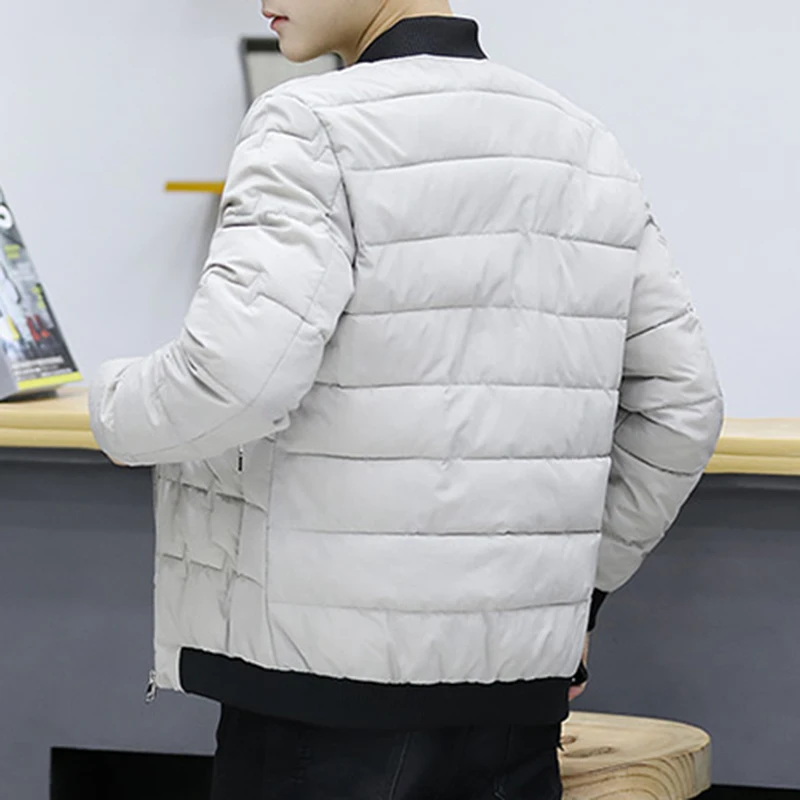 Korean Slim fit jacket men fashion baseball collar padded coats streetwear thicken men short coats jacket clothes male clothing