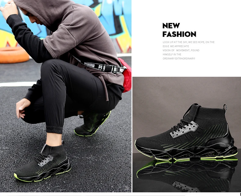 Спортивная обувь для мужчин с высоким берцем; кроссовки с лезвием; амортизация; уличная спортивная обувь; спортивная обувь для бега; мужские кроссовки; Zapatillas
