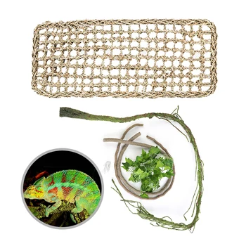 

Seaweed Lizard Hammock Swing Set Pet Lounger Reptile Toy Hanging Bed Mat Geckos Bed Mats Pet Reptile Accessories