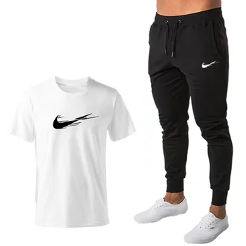 

fashion brand men's tracksuit gym fitness sports suit running sportswear T-shirt+pants running Training Fitness Sportswear sets