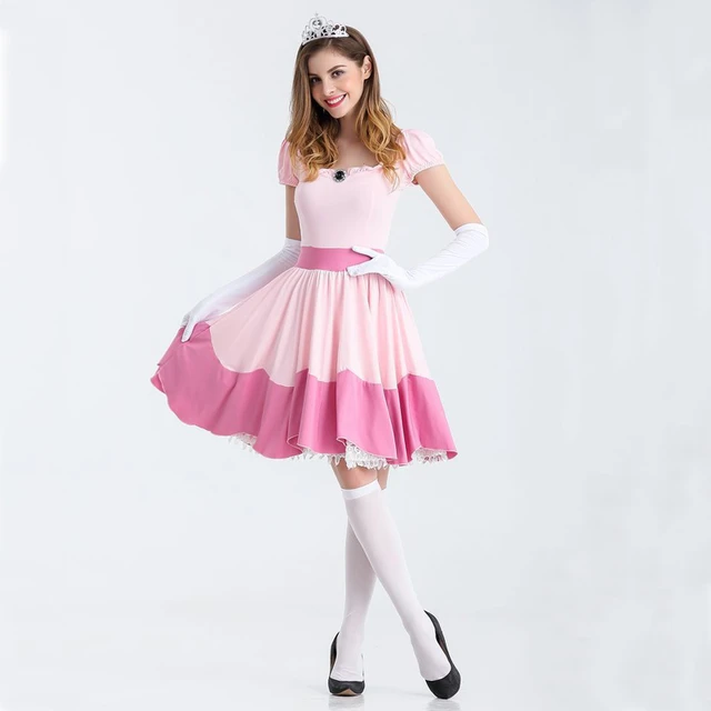 2t Mario Costumeprincess Peach Cosplay Costume For Women - Movie & Tv  Character Dress