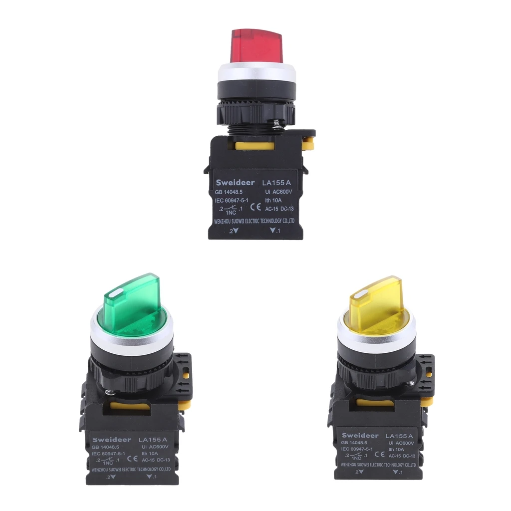 3 шт. LA155A Ui 600V 10A поворотный переключатель 1NO 1NC DPST фиксация 22 мм