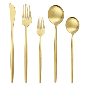 

Gold Cutlery Set 18/10 Stainless Steel Dinnerware Set Knives Dessert Fork Spoon Dinner Set Home Kitchen Tableware Silverware Set