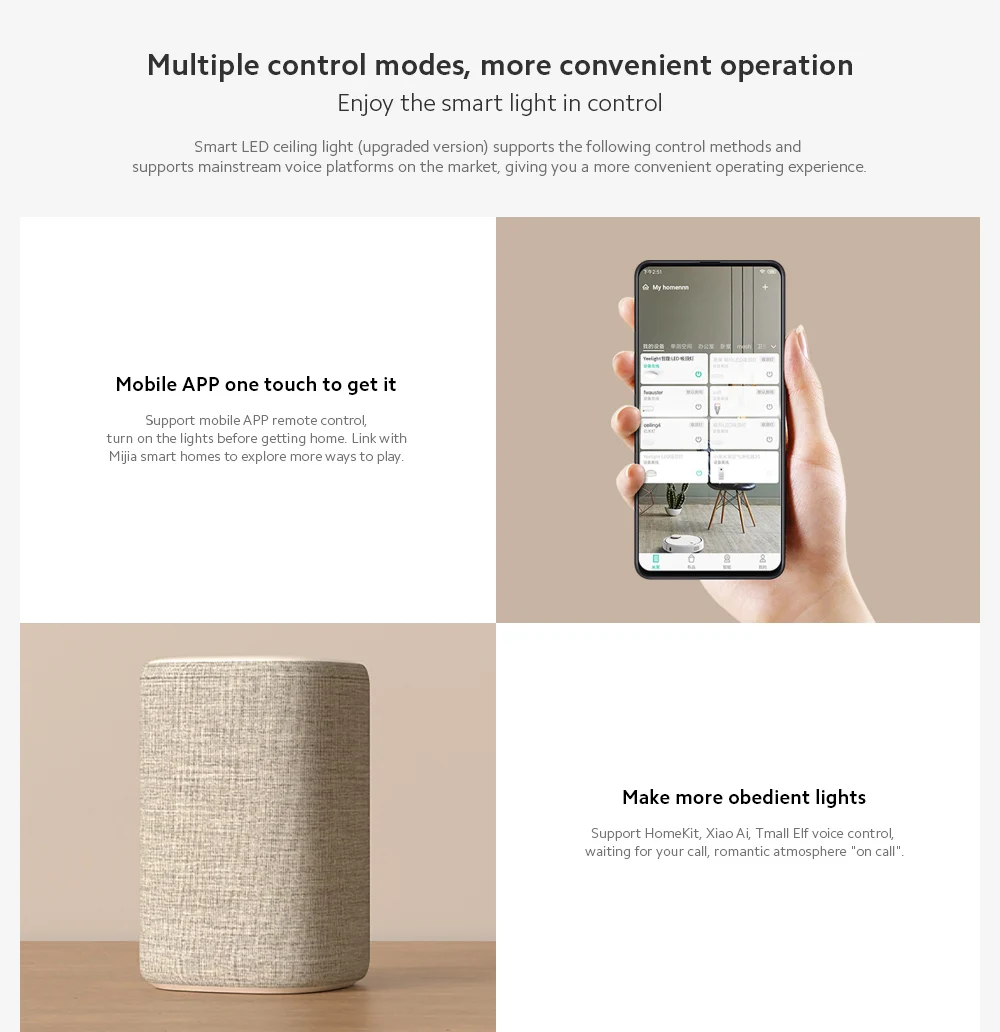 Yeelight YLXD76YL 320 Upgraded Version 23W AC220V Smart LED Ceiling Light Adjustable Brightness Voice Intelligent Control Work With Apple Homekit