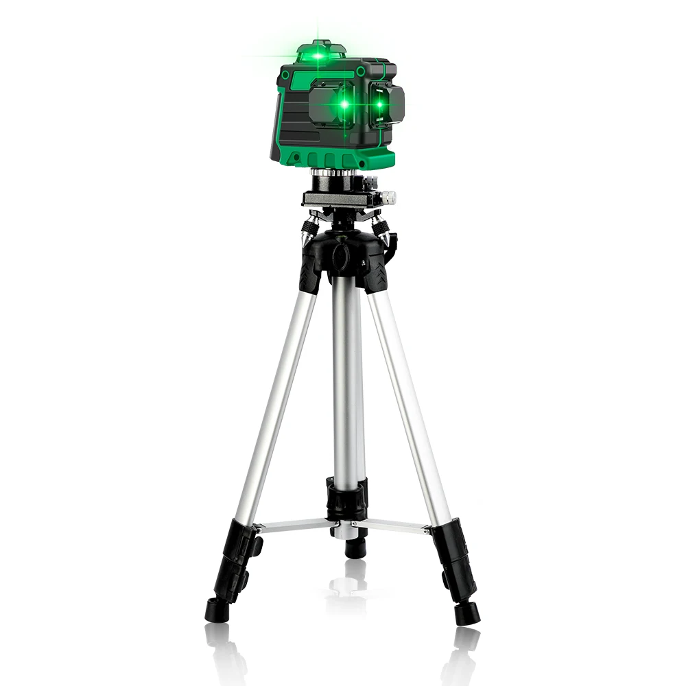 12 линий 3D зеленый лазерный уровень самонивелирующийся 360 Горизонтальные и вертикальные поперечные линии Зеленая лазерная линия с триподом литиевая батарея