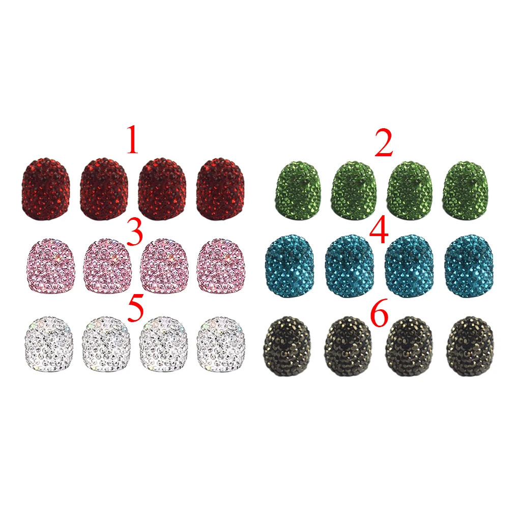 4pcs Tires Valve Stem Caps Wheel Motorcycle Accessories, Handmade Sparkling Rhinestone 7.5mm White, pink, black