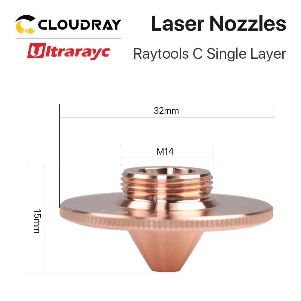 Ultrarayc Raytools Fiber Laser Nozzles Bulge Single Double Chrome Plated Layers D32 Caliber 0.8mm-5mm