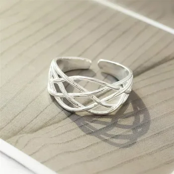 

Brand 100% 925 Sterling Silver Mesh Cross Hollow Open Rings For Women Creative Design Lady Fashion Jewelry 925-1099
