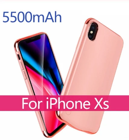 5500 мАч 6000 мАч чехол для телефона для iPhone X XR Xs Max Poverbank резервный внешний аккумулятор чехол для зарядки телефона чехол для телефона - Цвет: For Xs Pink