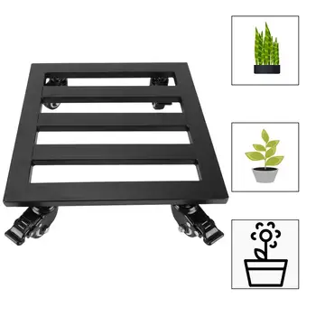 

1Pc 30x30cm Plant Caddy Metal Plant Stand with Wheels Plant Stand Rolling Plant Stand(Black)