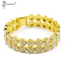 16 мм 8 дюймов хип хоп Bling Iced Out циркония двухрядный Круглый браслет Изысканные золотые серебряные цепи браслеты для мужчин и женщин ювелирные изделия Pulsera