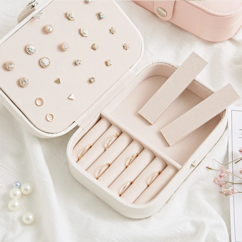 Portable Jewelry Organizer Display Travel Jewelry Case Universal Leather Boxes Button Storage  Ornaments Storage 2