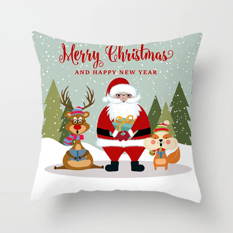 Рождественская наволочка для подушки 45*45 см Веселый Рождественский мультфильм Санта Клаус полиэстер декоративные подушки диванная декоративная наволочка для подушки