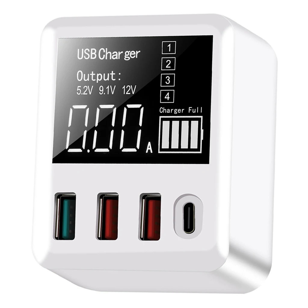 Intelligent 4 Ports USB Wall Charger Type-C PD Quick Charger 30W QC3.0 Multi-Port Fast Charging USB Charger US Plug