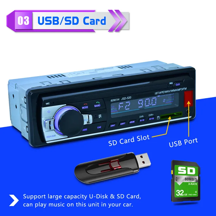 Bluetooth V2.0 Стерео Авторадио 12 В в-тире 1 Din FM Aux вход приемник SD USB MP3 MMC WMA автомобильный аудио плеер