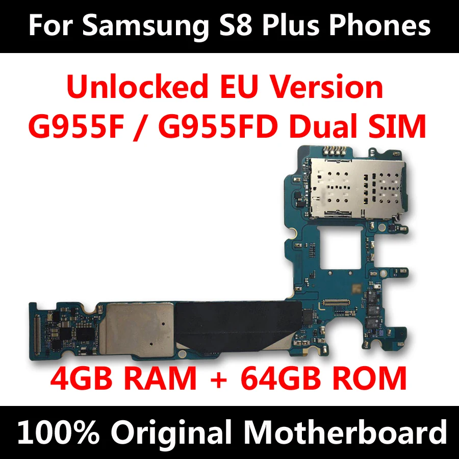 

Official Phone Motherboard For Samsung S8 Plus G955F G955FD G955U MainBoard Unlock Original IMEI Android OS Logic Board