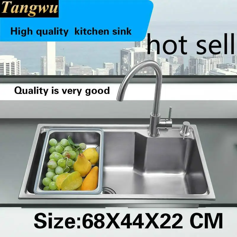 

Tangwu Creative high-grade food grade 304 stainless steel kitchen sink large single slot 68x44x22 cm