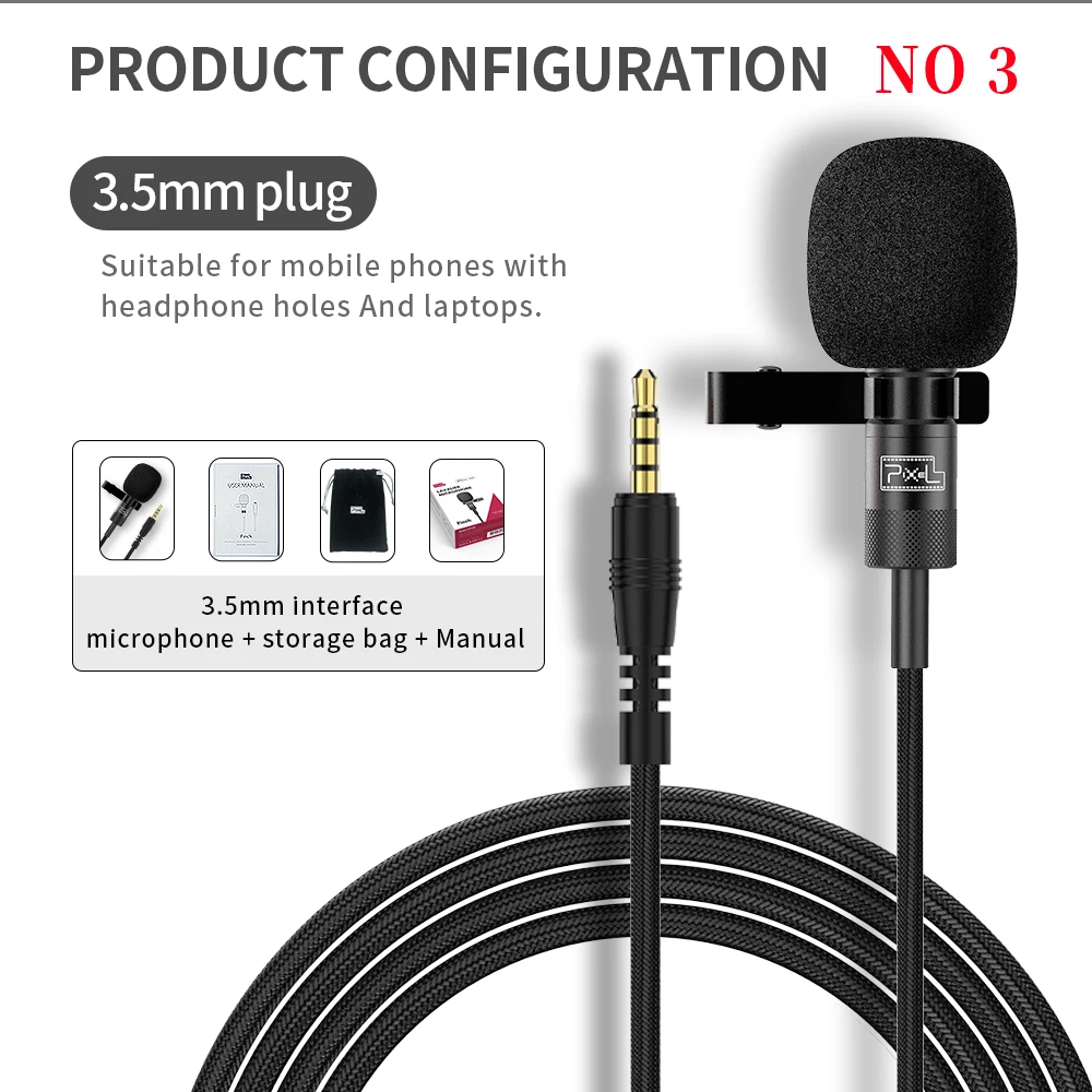 Pixel Finch 휴대용 Lavalierl 미니 마이크, 클립온 라펠 마이크, 유선 녹음 소음 감소, PC 아이폰 안드로이드용,  3.5mm - AliExpress