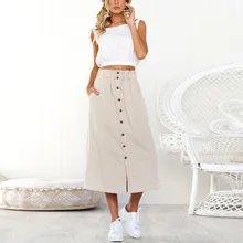 women skirts Daily Summer skirts Bohemia High Waist skirt Line Button Beach Wrap Maxi Long Skirt long skirt summer faldas mujer