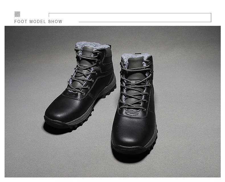 Winter Warm Snow Boots Male Genuine Leather Men Shoes Handmade Plush Male Snow Boots Vintage British Style Men Shoes HX-227