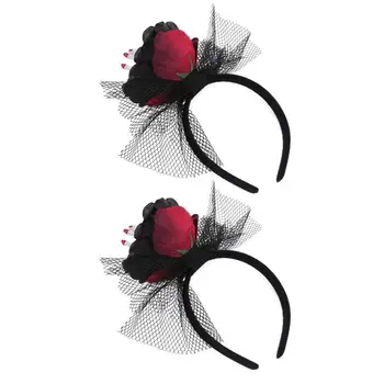 

2pcs Creative Halloween Hair Hoop Useful Portable Delicate Festival Hair Hoop Scary Headwear Lace Headdress for Child Kids