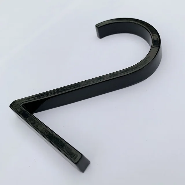 Black Floating House Numbers Doorplate Letters Metal Address Sign Plate Outdoor Street Door Plaque Number For Home Mailbox 0-9 2