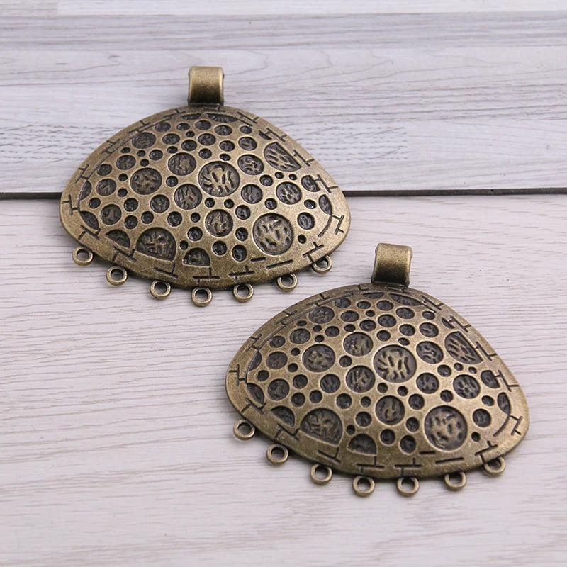 Antique Bronze Сладкий колокольчик 4 шт 55*57 мм Два цветной цинк сплав винтажные большие соединители в виде ракушек Подвески Ювелирных изделий DIY ручной работы - Окраска металла: Antique Bronze
