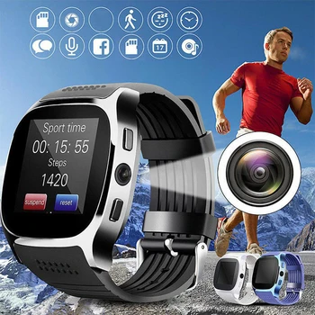 

T8 Bluetooth Smart Watch With Camera Support SIM TF Card Pedometer Men Women Call Sport Smartwatch For Android Phones