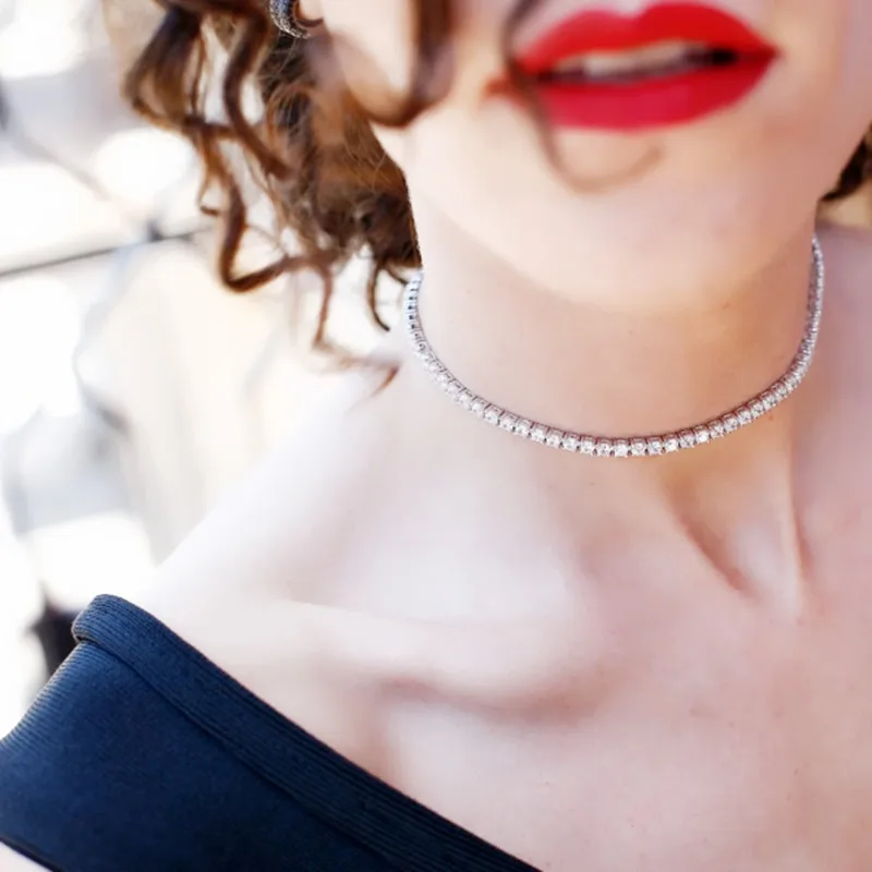 Новейшее серебряное ожерелье со льдом микро проложить cz камень теннисная