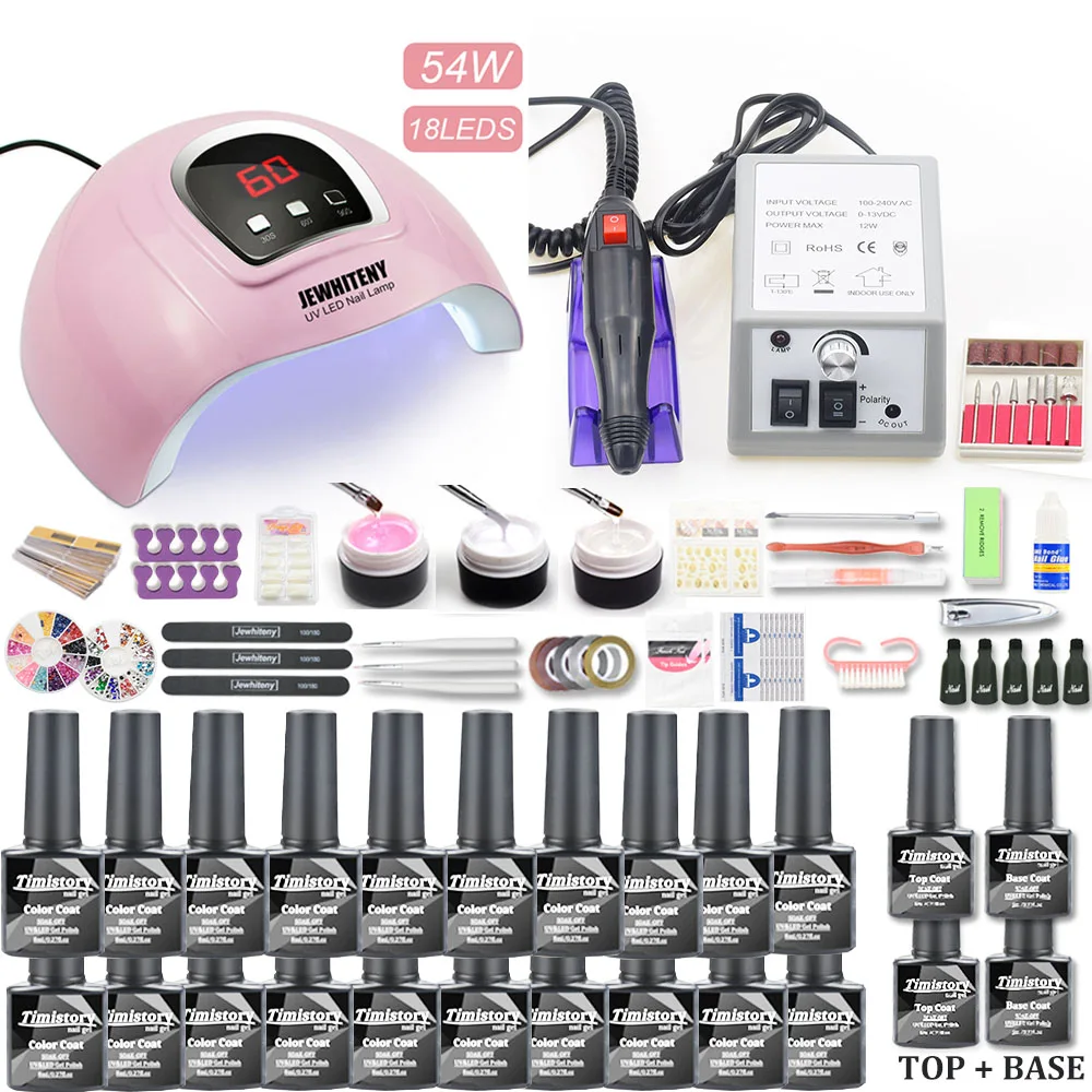 Billige Nagel set 120 W 54 W UV LED Lampe Gel Nagellack Set KIt   Elektrische Nagel Bohrer Nagel kunst Werkzeuge Maniküre Set Nagel Verlängerung kit