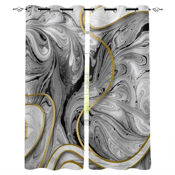 

Grey Marble Texture Abstract Window Curtains LivingRoom Kitchen Curtains Left and Right Biparting Open