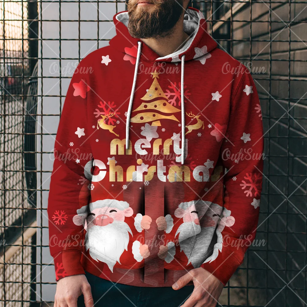 

Autumn and Winter Christmas Clothing 3D Printed Hoodie Men's Raglan Pullover Hoodie Men's Spring Sportswear Streetwear