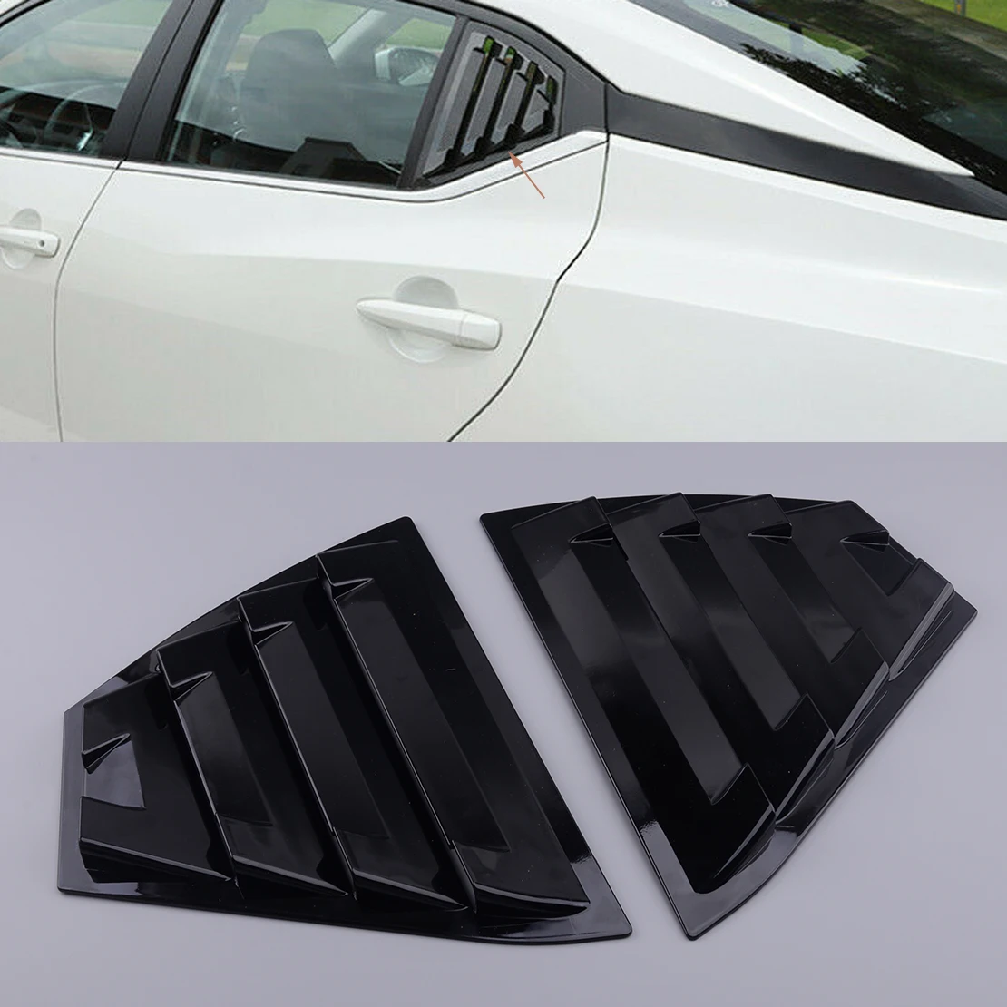 Gloss Black DXGTOZA 2PCS ABS Rear Side Window Louvers for 2019-2021 Nissan Altima,Racing Style Window Louvers Air Vent Louver Scoop Shades Cover 